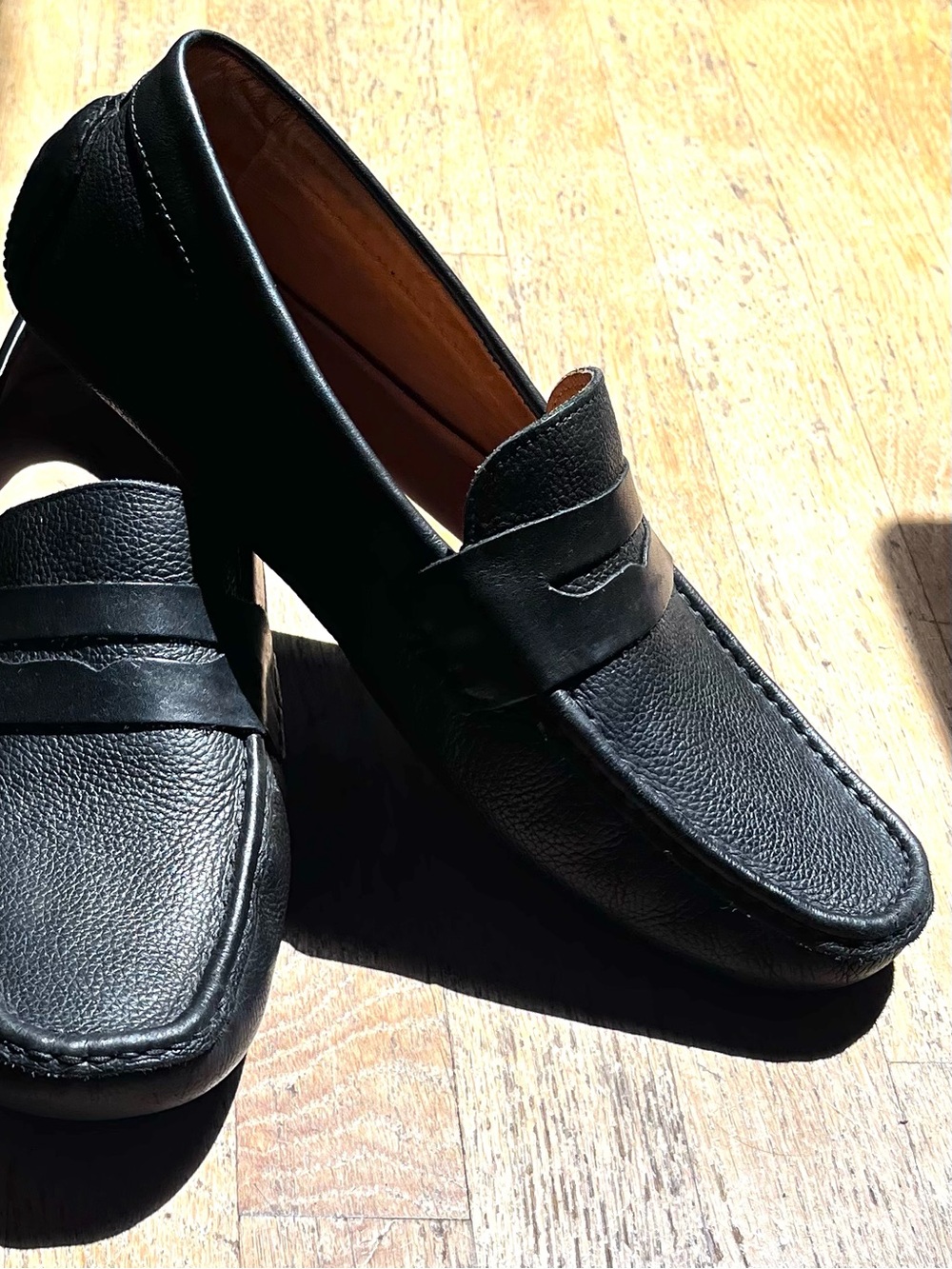Massimo Matteo Black Leather Penny Loafers Men Size 13 M